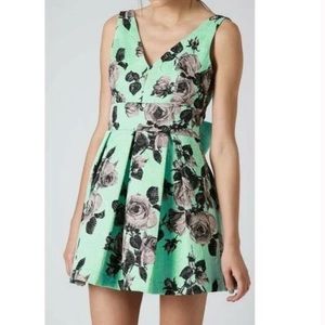 Topshop mint green dress with black rose and open back with bow